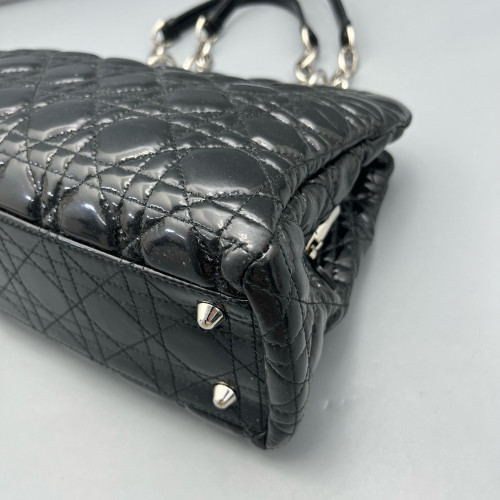 Dior Small Dior Soft Shopping Tote Patent Calfskin Black