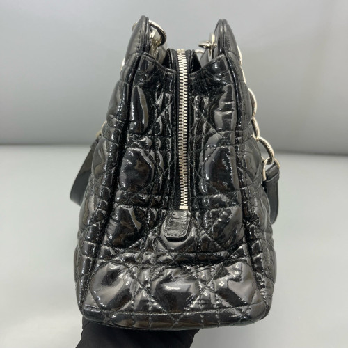 Dior Small Dior Soft Shopping Tote Patent Calfskin Black