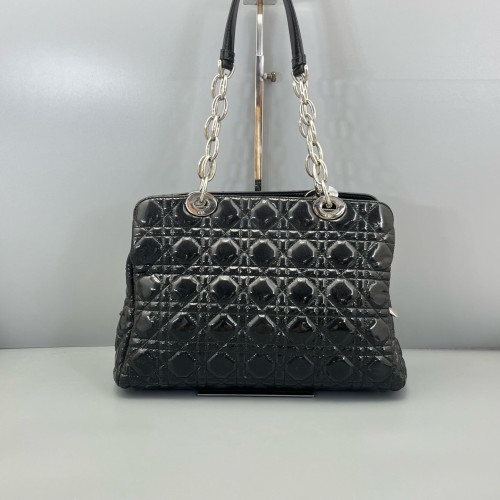 Dior Small Dior Soft Shopping Tote Patent Calfskin Black