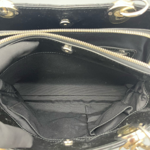 Dior Small Dior Soft Shopping Tote Patent Calfskin Black