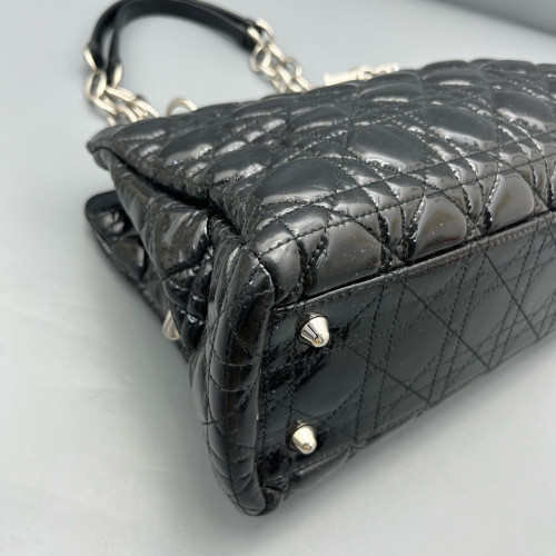 Dior Small Dior Soft Shopping Tote Patent Calfskin Black