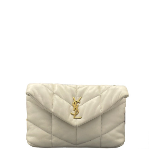 Yves Saint Laurent Toy Loulou Puffer Chain Calfskin White Yves Saint Laurent Toy Loulou Puffer Chain Calfskin White