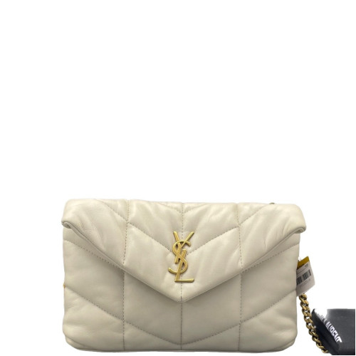 Yves Saint Laurent Toy Loulou Puffer Chain Calfskin White Yves Saint Laurent Toy Loulou Puffer Chain Calfskin White