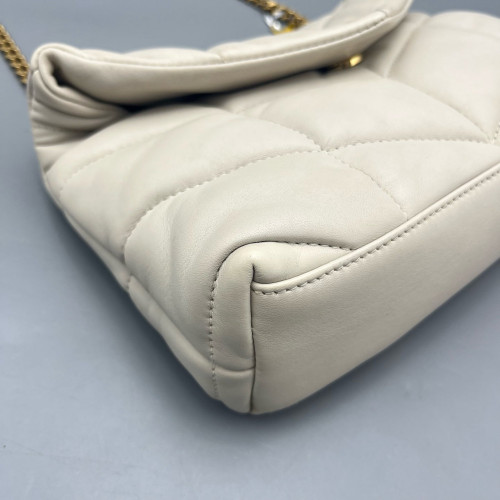 Yves Saint Laurent Toy Loulou Puffer Chain Calfskin White Yves Saint Laurent Toy Loulou Puffer Chain Calfskin White