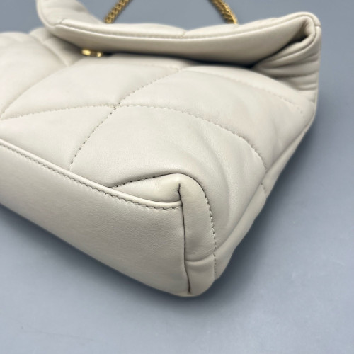 Yves Saint Laurent Toy Loulou Puffer Chain Calfskin White Yves Saint Laurent Toy Loulou Puffer Chain Calfskin White