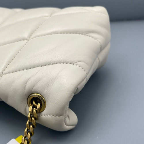 Yves Saint Laurent Toy Loulou Puffer Chain Calfskin White Yves Saint Laurent Toy Loulou Puffer Chain Calfskin White