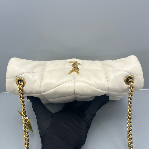 Yves Saint Laurent Toy Loulou Puffer Chain Calfskin White Yves Saint Laurent Toy Loulou Puffer Chain Calfskin White