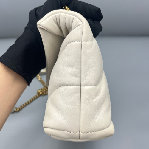 Yves Saint Laurent Toy Loulou Puffer Chain Calfskin White Yves Saint Laurent Toy Loulou Puffer Chain Calfskin White