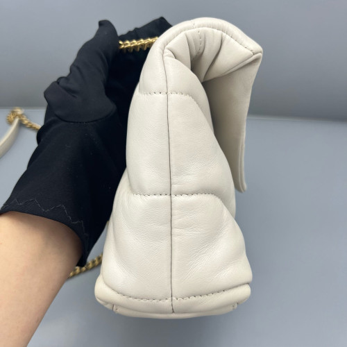 Yves Saint Laurent Toy Loulou Puffer Chain Calfskin White Yves Saint Laurent Toy Loulou Puffer Chain Calfskin White