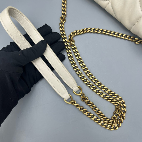 Yves Saint Laurent Toy Loulou Puffer Chain Calfskin White Yves Saint Laurent Toy Loulou Puffer Chain Calfskin White