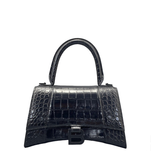 Balenciaga Hourglass Small Calfskin Crocodile Embossed Black Balenciaga Hourglass Small Calfskin Crocodile Embossed Black