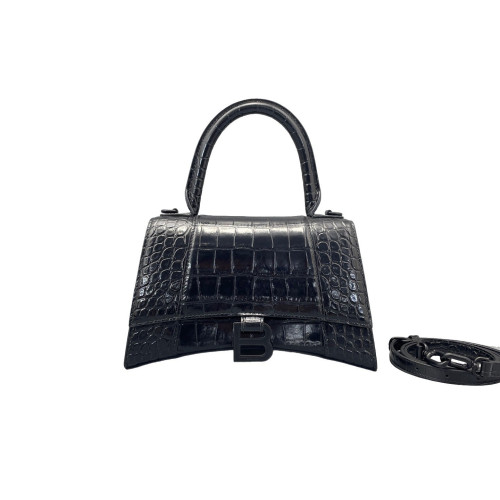 Balenciaga Hourglass Small Calfskin Crocodile Embossed Black Balenciaga Hourglass Small Calfskin Crocodile Embossed Black