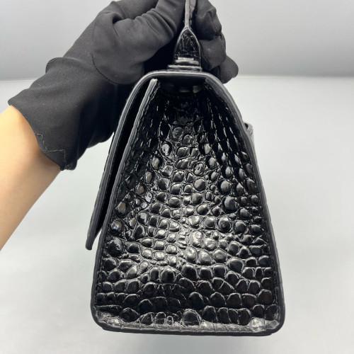 Balenciaga Hourglass Small Calfskin Crocodile Embossed Black Balenciaga Hourglass Small Calfskin Crocodile Embossed Black