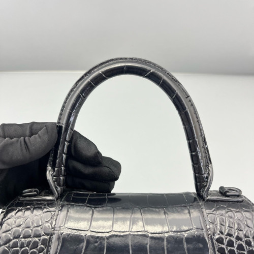 Balenciaga Hourglass Small Calfskin Crocodile Embossed Black Balenciaga Hourglass Small Calfskin Crocodile Embossed Black