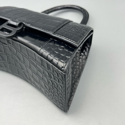 Balenciaga Hourglass Small Calfskin Crocodile Embossed Black Balenciaga Hourglass Small Calfskin Crocodile Embossed Black