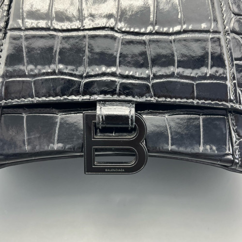 Balenciaga Hourglass Small Calfskin Crocodile Embossed Black Balenciaga Hourglass Small Calfskin Crocodile Embossed Black