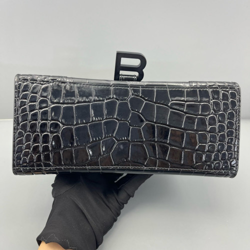 Balenciaga Hourglass Small Calfskin Crocodile Embossed Black Balenciaga Hourglass Small Calfskin Crocodile Embossed Black