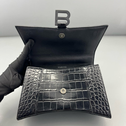 Balenciaga Hourglass Small Calfskin Crocodile Embossed Black Balenciaga Hourglass Small Calfskin Crocodile Embossed Black
