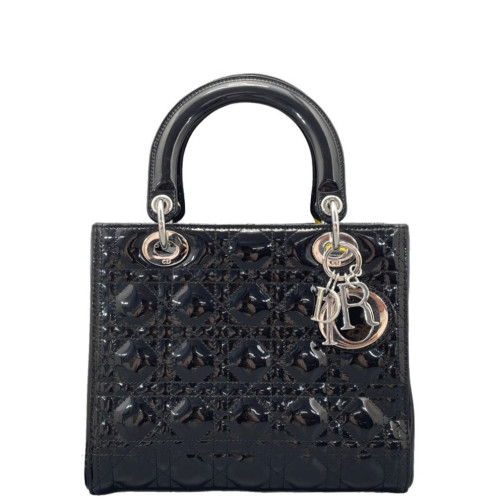 Dior Medium Lady Dior Patent Calfskin Black