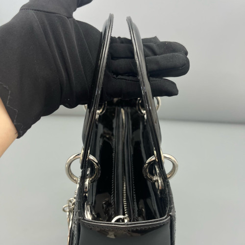 Dior Medium Lady Dior Patent Calfskin Black