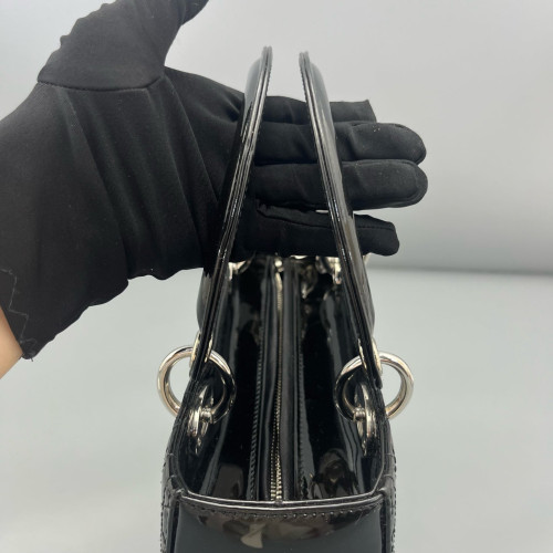 Dior Medium Lady Dior Patent Calfskin Black