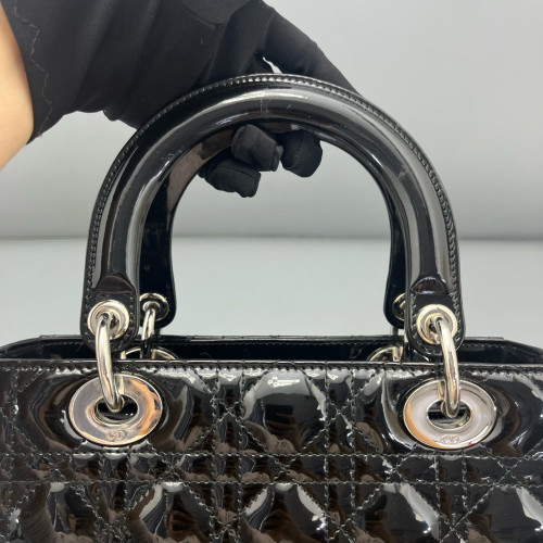 Dior Medium Lady Dior Patent Calfskin Black