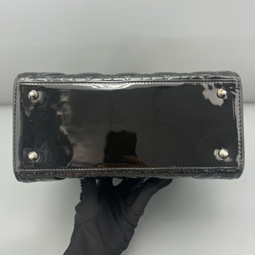Dior Medium Lady Dior Patent Calfskin Black