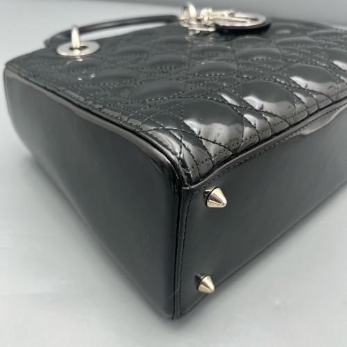 Dior Medium Lady Dior Patent Calfskin Black