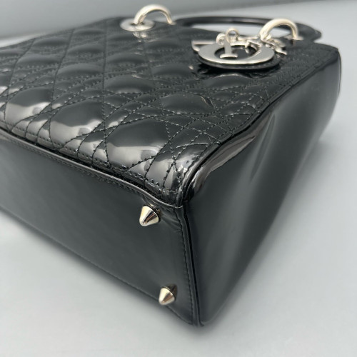 Dior Medium Lady Dior Patent Calfskin Black