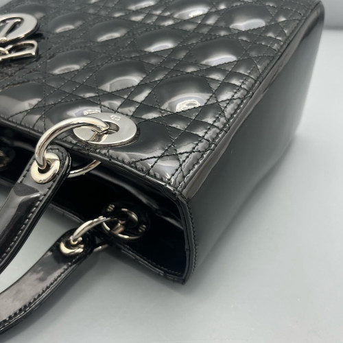 Dior Medium Lady Dior Patent Calfskin Black