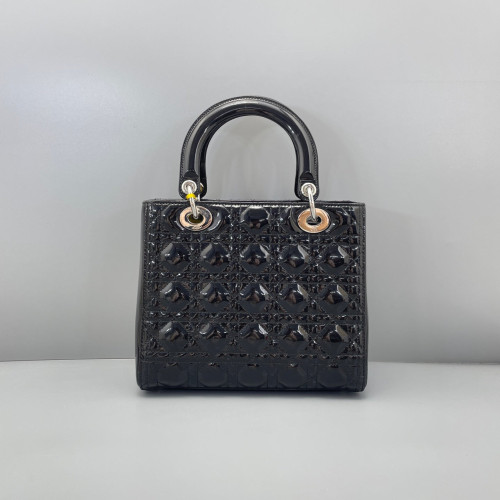 Dior Medium Lady Dior Patent Calfskin Black