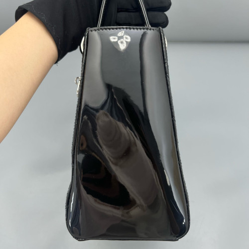 Dior Medium Lady Dior Patent Calfskin Black