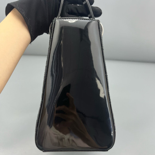 Dior Medium Lady Dior Patent Calfskin Black