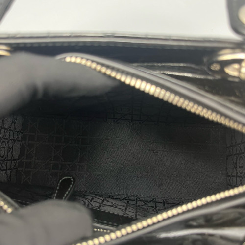 Dior Medium Lady Dior Patent Calfskin Black