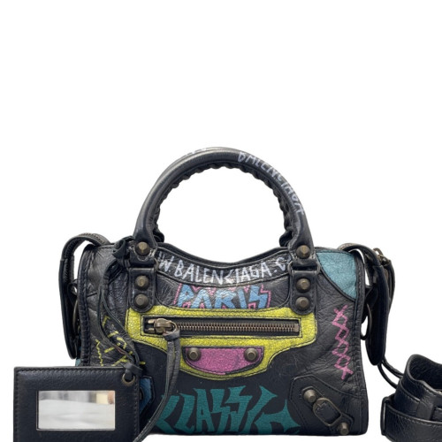Balenciaga Graffiti Mini City Arena Lambskin Black