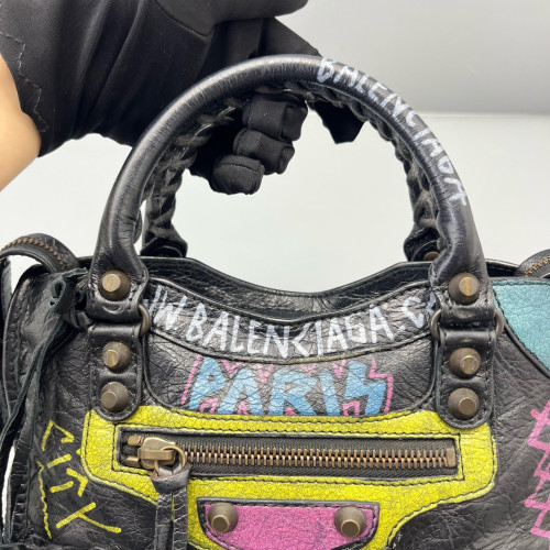 Balenciaga Graffiti Mini City Arena Lambskin Black