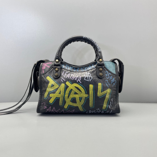 Balenciaga Graffiti Mini City Arena Lambskin Black