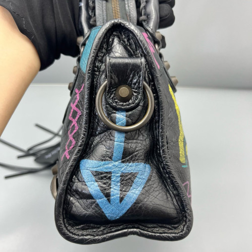 Balenciaga Graffiti Mini City Arena Lambskin Black