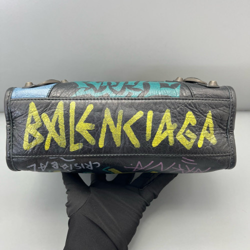 Balenciaga Graffiti Mini City Arena Lambskin Black