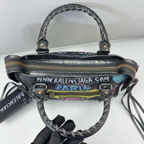 Balenciaga Graffiti Mini City Arena Lambskin Black