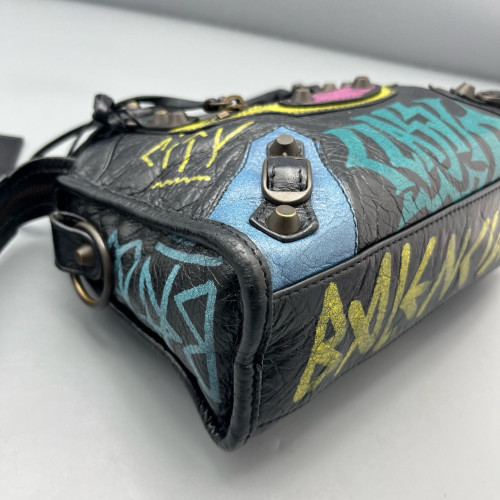 Balenciaga Graffiti Mini City Arena Lambskin Black
