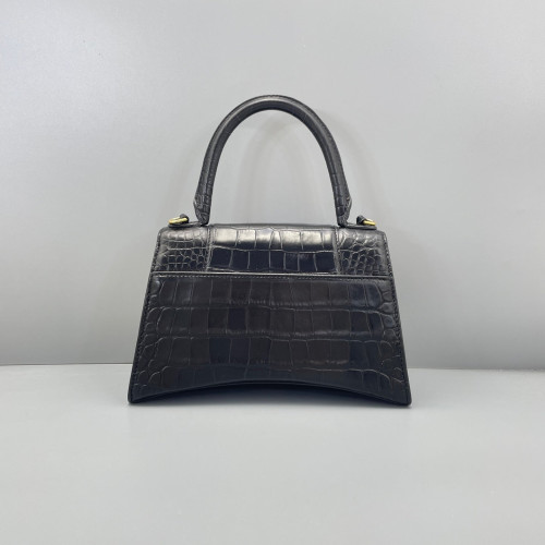 Balenciaga Hourglass Small Calfskin Crocodile Embossed Black