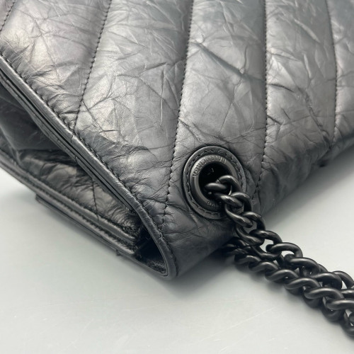 Balenciaga Crush Chain Shoulder Bag Xs Calfskin Black