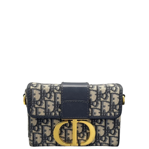 Dior 30 Montaigne Mini Box Bag Oblique Blue Light Tan