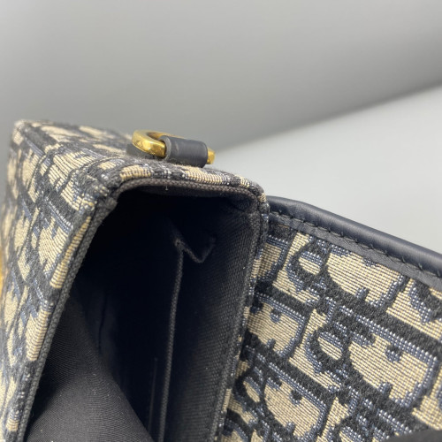 Dior 30 Montaigne Mini Box Bag Oblique Blue Light Tan