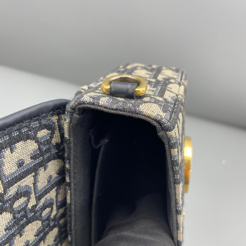 Dior 30 Montaigne Mini Box Bag Oblique Blue Light Tan