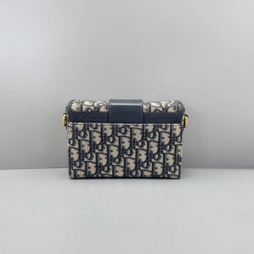 Dior 30 Montaigne Mini Box Bag Oblique Blue Light Tan