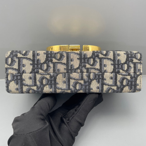 Dior 30 Montaigne Mini Box Bag Oblique Blue Light Tan