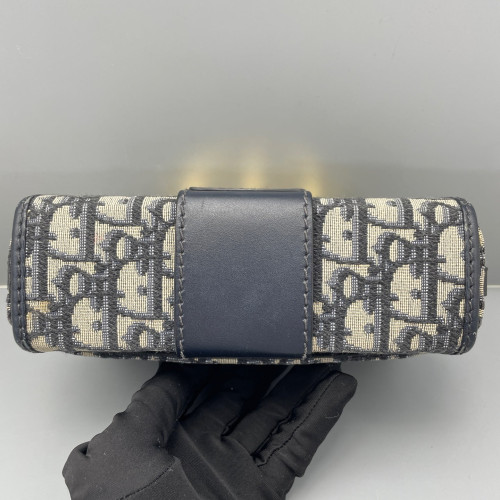 Dior 30 Montaigne Mini Box Bag Oblique Blue Light Tan