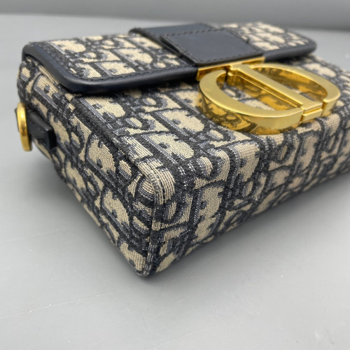 Dior 30 Montaigne Mini Box Bag Oblique Blue Light Tan